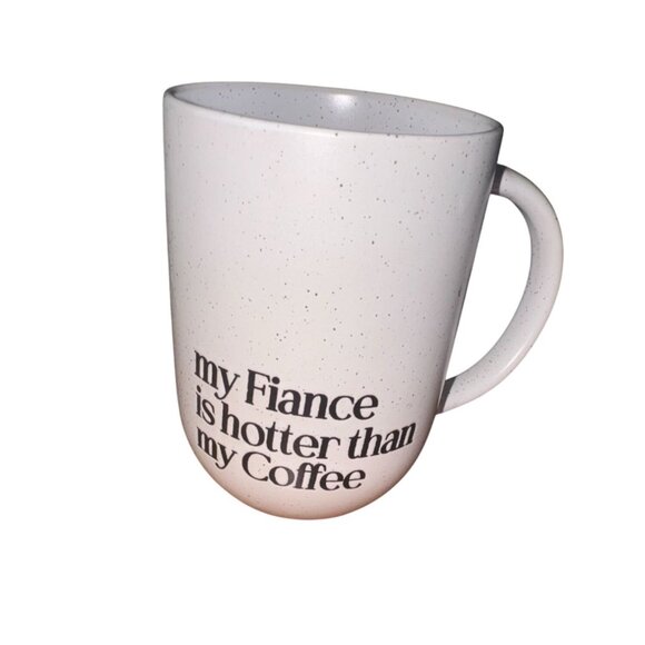 Fiance Coffee Mug White Speckled Ceramic 12 Oz Text DesignPac Microwave & Dishwa - Picture 1 of 6